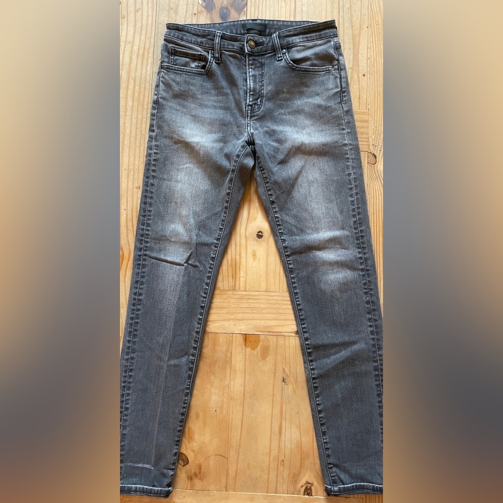 Men’s UNIQLO Gray Stretch Selvedge Slim Fit 5 Pocket Zipper Fly Blue Denim Jeans